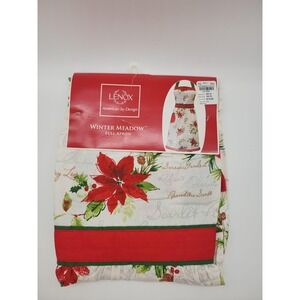 Lenox Winter Meadow Full Apron Christmas Poinsettia 100% Cotton Front Pocket NWT